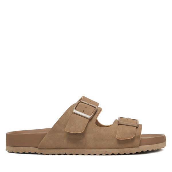 Klapki DeeZee. Brązowe klapki damskie DeeZee, bez wzorów, bez obcasa, bez zapięcia. Za 119.99 zł.