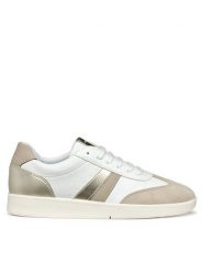 Geox Sneakersy D Meleda D55UGB 05422 C1ZH6 Biały. Białe obuwie sportowe damskie Geox, ze skóry, bez zapięcia. Za 244.99 zł.