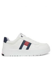 Tommy Hilfiger Sneakersy Flag Low Cut Velcro Sneaker T3X9-33859-1355 S Biały. Białe buty sportowe chłopięce Tommy Hilfiger, ze skóry, bez zapięcia. Za 239.99 zł.