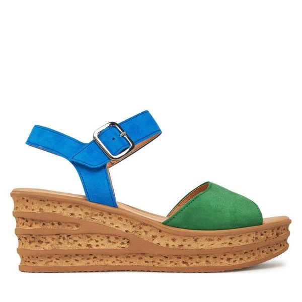 Sandały Gabor. Zielone sandały damskie Gabor, bez wzorów, bez obcasa, na koturnie, bez zapięcia. Za 589.99 zł.