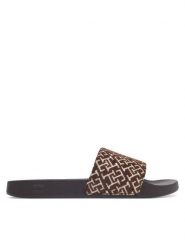 Tommy Hilfiger Klapki Th Monogram Pool Slide FW0FW09611 Brązowy. Brązowe klapki damskie Tommy Hilfiger, bez wzorów, z materiału, bez obcasa, bez zapięcia. Za 169.99 zł.
