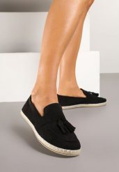 Czarne Espadryle z Ozdobnymi Chwostami Varilia. Czarne espadryle damskie Born2be, bez wzorów, z jeansu, bez obcasa, na płaskiej podeszwie. Za 49.99 zł.