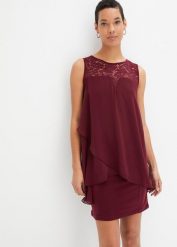 Sukienka z dżerseju i szyfonu. Czarne sukienki damskie bonprix, bez wzorów, z dżerseju, eleganckie, bez ramiączek. Za 64.99 zł.