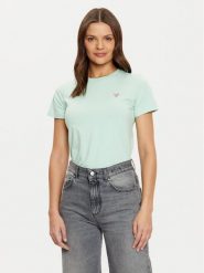 Guess Jeans T-Shirt W4YI10 J1314 Zielony Regular Fit. Zielone t-shirty damskie Guess Jeans, xs, z aplikacjami, z bawełny, bez kołnierzyka. Za 89.99 zł.