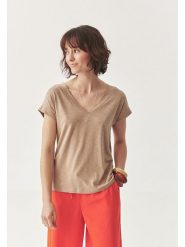 TATUUM Koszulka "Sevi" w kolorze jasnobrązowym rozmiar: S. Brązowe bluzki damskie TATUUM, s, bez wzorów, bez kołnierzyka, bez ramiączek. Za 77.45 zł.