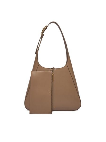 Calvin Klein Torebka Hardware Adj Strap Medium Bag LV04F3402G Beżowy. Brązowe torebki klasyczne damskie Calvin Klein, ze skóry, bez dodatków. Za 649.99 zł.