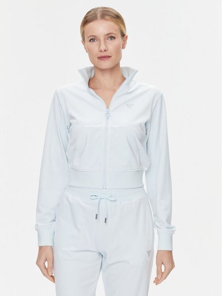 Guess Bluza V3BQ22 KBXI2 Niebieski Regular Fit. Niebieskie bluzy damskie Guess, l, z aplikacjami, z syntetyku, bez kaptura. Za 239.99 zł.