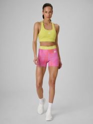 4F Legginsy krótkie treningowe damskie - koralowe L. Pomarańczowe legginsy damskie 4F, l, bez wzorów, z materiału. Za 99.99 zł.