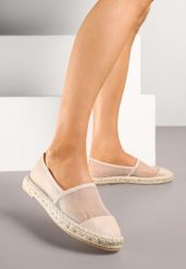 Beżowe Espadryle z Siateczki na Plecionej Podeszwie Folirelin. Brązowe espadryle damskie Renee, bez wzorów, bez obcasa. Za 54.99 zł.