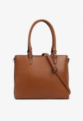 Brązowa Torebka Shopperka z Usztywnianym Dołem Amise. Brązowe shopper bag Born2be, z materiału, bez dodatków. Za 84.99 zł.