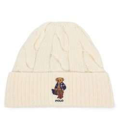 Czapka Polo Ralph Lauren. Białe czapki damskie Polo Ralph Lauren, na zimę, bez wzorów. Za 419.99 zł.