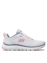 Skechers Sneakersy Flex Appeal 5.0- 150201/WPKB Biały. Białe obuwie sportowe damskie Skechers, z meshu, bez zapięcia. Za 219.99 zł.