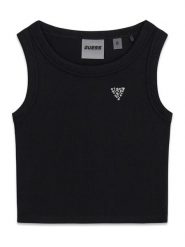 Guess Top J6GI36 K8RT2 Czarny Slim Fit. Czarne koszulki i t-shirty dziewczęce Guess, z aplikacjami, z wiskozy, bez kołnierzyka, bez ramiączek. Za 134.99 zł.