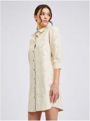 Orsay Sukienka dżinsowa w kolorze kremowym rozmiar: 40. Brązowe sukienki damskie Orsay, bez wzorów, z bawełny, bez ramiączek. Za 100.99 zł.