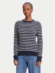 Tommy Hilfiger Sweter Fine WW0WW44993 Granatowy Regular Fit. Niebieskie swetry klasyczne damskie Tommy Hilfiger, xl, z bawełny, bez kołnierzyka. Za 389.99 zł.