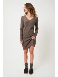 AUTHENTIC CASHMERE Kaszmirowa sukienka "Capelet" w kolorze brązowym rozmiar: M. Brązowe sukienki damskie AUTHENTIC CASHMERE, bez wzorów, z kaszmiru, bez ramiączek. Za 419.24 zł.