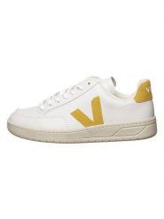 Veja Skórzane sneakersy "V 12" w kolorze biało-żółtym rozmiar: 40. Białe obuwie sportowe damskie Veja, bez zapięcia. Za 484.31 zł.