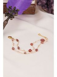 L'Atelier de Gaia Pozłacana bransoletka z kwarcami różowymi rozmiar: onesize. Różowe bransoletki damskie L'Atelier de Gaia, pozłacane. Za 74.46 zł.