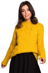 Sweter damski wełniany luźny fason ciepły puszysty żółty. Żółte sukienki damskie BE Knit, bez wzorów, z jeansu, eleganckie, bez ramiączek. Za 245.00 zł.