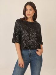 APART Bluzka w kolorze czarnym rozmiar: 40. Czarne bluzki damskie Apart, bez wzorów, bez kołnierzyka, bez ramiączek. Za 195.99 zł.