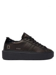 D.A.T.E. Sneakersy Hill Low Fur Platform W431-HPF-MN Czarny. Czarne obuwie sportowe damskie D.A.T.E., ze skóry, bez zapięcia. Za 1,049.00 zł.