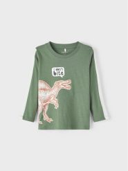 NAME IT Bluzka 13213233 Zielony Regular Fit. Zielone t-shirty i koszulki chłopięce Name it, bez wzorów, z bawełny, bez kołnierzyka, bez ramiączek. Za 69.99 zł.