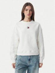Tommy Jeans Bluza DW0DW17325 Biały Boxy Fit. Białe bluzy damskie Tommy Jeans, s, bez wzorów, z bawełny, bez kaptura. Za 369.99 zł.