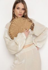 Ciemnobeżowa Geometryczna Torebka z Rączkami i Paskiem na Ramię Eporemia. Brązowe torebki klasyczne damskie Born2be, na ramię, bez dodatków. Za 109.99 zł.