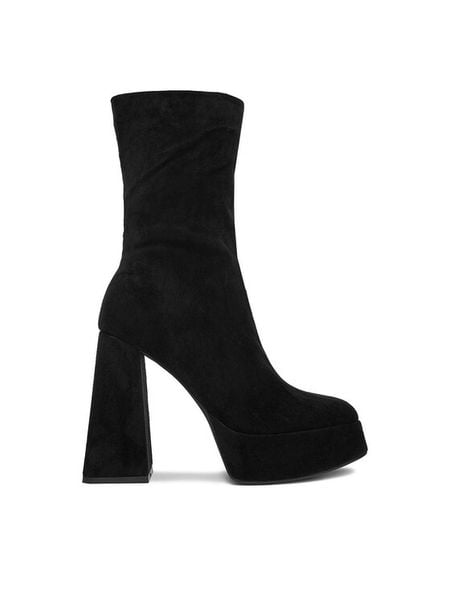 DeeZee Botki CL221013 Czarny. Czarne botki damskie DeeZee, z materiału, bez obcasa, na słupku, bez zapięcia. Za 229.99 zł.