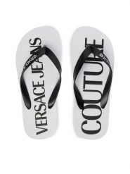 Versace Jeans Couture Japonki 80VA3SQ7 ZSS81 Biały. Białe klapki damskie Versace Jeans Couture, bez wzorów, z jeansu, bez obcasa, bez zapięcia. Za 249.99 zł.