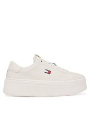 Tommy Jeans Sneakersy Tjw Script Cupsole Flatform EN0EN02961 Biały. Białe obuwie sportowe damskie Tommy Jeans, z jeansu, bez zapięcia. Za 449.99 zł.