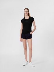 4F Spodenki dresowe damskie M. Czarne szorty damskie 4F, bez wzorów, z bawełny. W wyprzedaży za 29.99 zł.