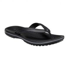 Japonki damskie Crocs Flip. Czarne klapki damskie Crocs, bez wzorów, z materiału, bez obcasa, bez zapięcia. W wyprzedaży za 148.35 zł.