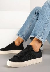 Czarne Sneakersy z Siateczkową Cholewką Taslio. Czarne obuwie sportowe damskie Born2be, bez zapięcia. Za 99.99 zł.