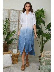 Lin Passion Lniana sukienka w kolorze niebieskim rozmiar: 36/38. Niebieskie sukienki damskie Lin Passion, bez wzorów, ze lnu, klasyczne, bez ramiączek. Za 235.95 zł.