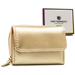 Portfel damski Peterson PTN 011-HRH złoty. Żółte portfele damskie Peterson, bez wzorów, ze skóry ekologicznej. Za 54.00 zł.