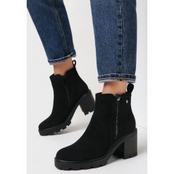 Czarne Botki na Słupku Boho z Suwakiem Sirdre. Czarne botki damskie Born2be, boho, za kostkę, bez obcasa, na obcasie, bez zapięcia. Za 149.99 zł.