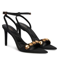 Sandały Aldo. Czarne sandały damskie ALDO, bez wzorów, bez obcasa, na szpilce, bez zapięcia. Za 399.99 zł.