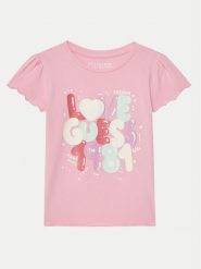 Guess T-Shirt K5GI15K6YW4 Różowy Regular Fit. Czerwone koszulki i t-shirty dziewczęce Guess, z aplikacjami, z bawełny, bez kołnierzyka, bez ramiączek. Za 49.99 zł.