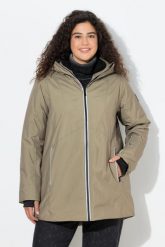 Damskie Kurtka funkcyjna HYPRAR wodoodporna trapezowy krój kaptur. Brązowe kurtki damskie Ulla Popken, plus size, bez wzorów, z materiału, z kapturem. Za 699.99 zł.