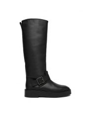 Calvin Klein Botki YW0YW01972 Czarny. Czarne botki damskie Calvin Klein, ze skóry, bez obcasa, na płaskiej podeszwie, bez zapięcia. Za 1,199.00 zł.