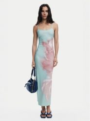 Desigual Sukienka letnia Lyon 25SWVK44 Turkusowy Regular Fit. Niebieskie sukienki damskie Desigual, bez wzorów, z syntetyku, bez ramiączek. Za 299.99 zł.