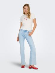 ONLY Koszulka w kolorze białym rozmiar: S. Białe bluzki damskie Only, s, bez wzorów, z bawełny, bez kołnierzyka, bez ramiączek. Za 43.99 zł.