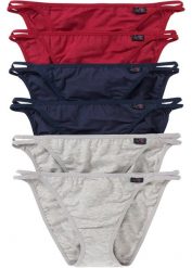 Figi tanga (6 par). Czarne figi bonprix, z aplikacjami. Za 62.99 zł.