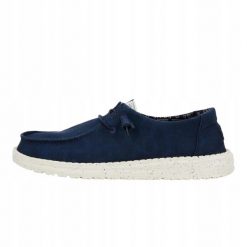 HEYDUDE Damskie Mokasyny Wendy Stretch Canvas. Niebieskie mokasyny damskie Hey dude, z materiału, bez obcasa. Za 259.00 zł.