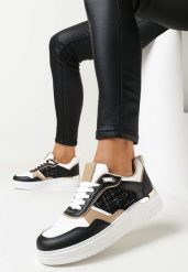 Czarne Sneakersy na Niskiej Platformie z Tweedową Wstawką Niman. Czarne obuwie sportowe damskie Born2be, bez zapięcia. Za 84.99 zł.