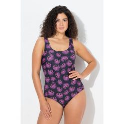 Damskie Kostium kąpielowy kwiaty i fajerwerki bez miękkich miseczek. Czarne stroje jednoczęściowe Ulla Popken, bez wzorów, z elastanu. Za 199.99 zł.