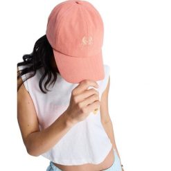 Czapka damska SLIDE AWAY. Brązowe czapki z daszkiem damskie Roxy, bez wzorów, z bawełny. Za 129.99 zł.