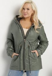 Jasnozielona Kurtka Pikowana Parka z Nieodpinanym Kapturem Oferra. Zielone kurtki damskie Born2be, plus size, bez wzorów. Za 129.99 zł.