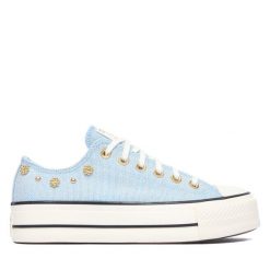 Trampki Converse. Niebieskie trampki damskie Converse, bez wzorów, bez zapięcia. Za 419.99 zł.